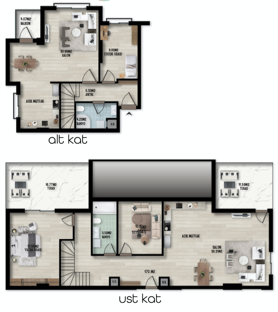 Просторные квартиры 3+1 duplex на первой береговой